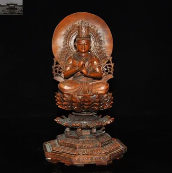 

christmas 10"Old Tibet Buddhism Boxwood Wood Carved Guanyin Kwan-yin Goddess Buddha Statue New Year