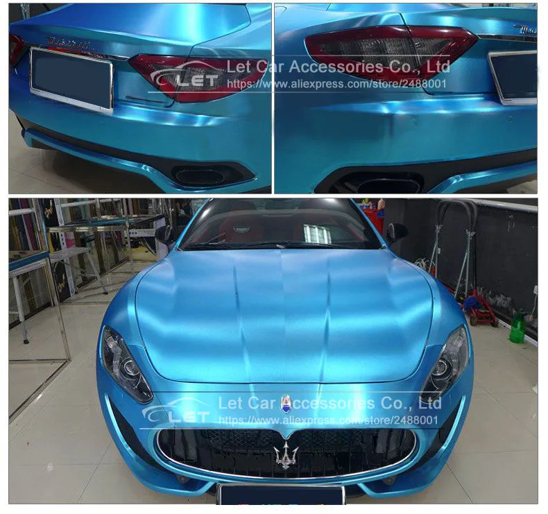 Auto Styling Chrome Licht Blau Geburstet Metallic Vinyl Film Auto