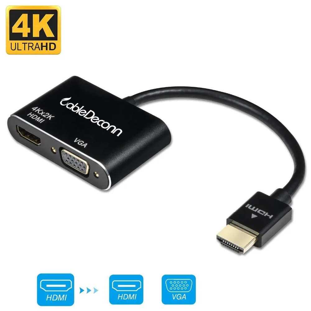 

CableDeconn 3in1 All in One HDMI to HDMI 4K VGA Audio Converter Adapter Cable for Laptop Video Card Computers 2018 Hot Products