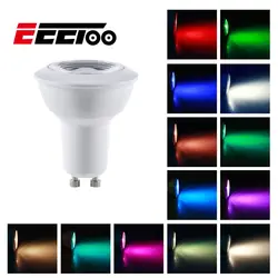 Eeetoo E27 Светодиодный лампочки AC 110 В 220 В Светодиодный светильник GU10 GU5.3 B22 Bombillas светодиодный 3 Вт Цвет изменение пятно света для дома диско DJ