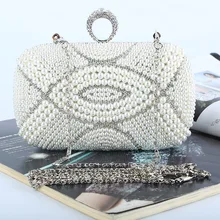 New 2016 Fashion High-grade Diamond Evening Bag Handmade Rhinestone Bling Banquet Bag Wedding Party Bag with Shoulder Chain