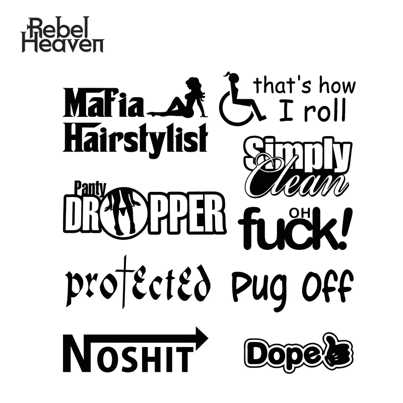 

Rebel Heaven Funny Mafia Hair Stylist Hairdresser Salon Spa Panty Dropper Noshit For Car Window Vinyl JDM Decal Car Sticker