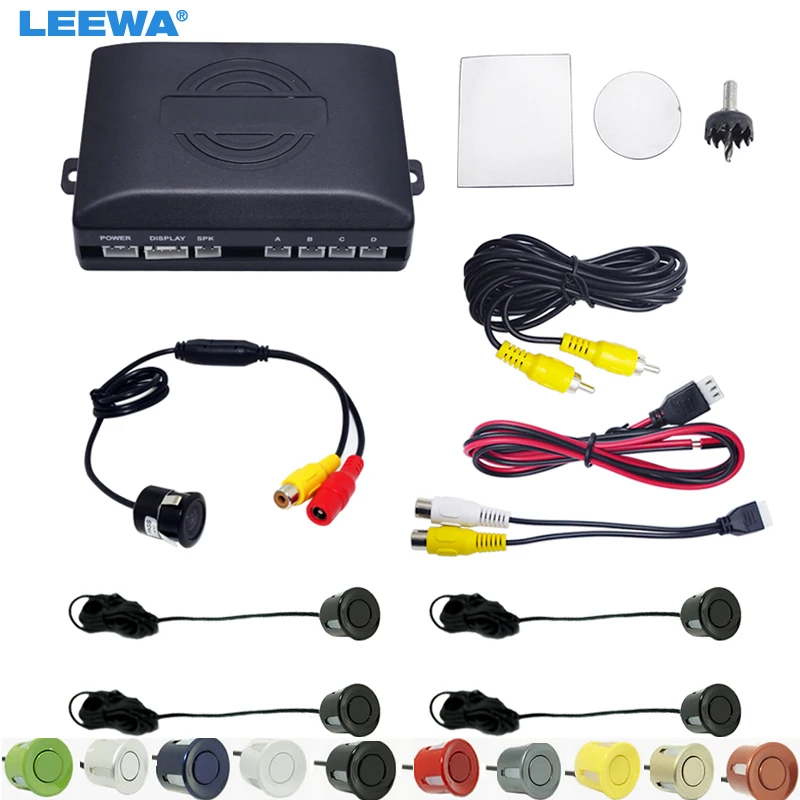 

LEEWA Car 4-sensor Rearview Parking Sensor Reversing Aid System With + 18.5mm Snap Ring Mounting Camera #CA2062