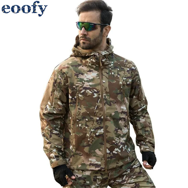 

Newest Soft Shell Military Camouflage Jackets Men Hooded Waterproof Tactical Fleece Jacket Warm Army Outerwear Coat