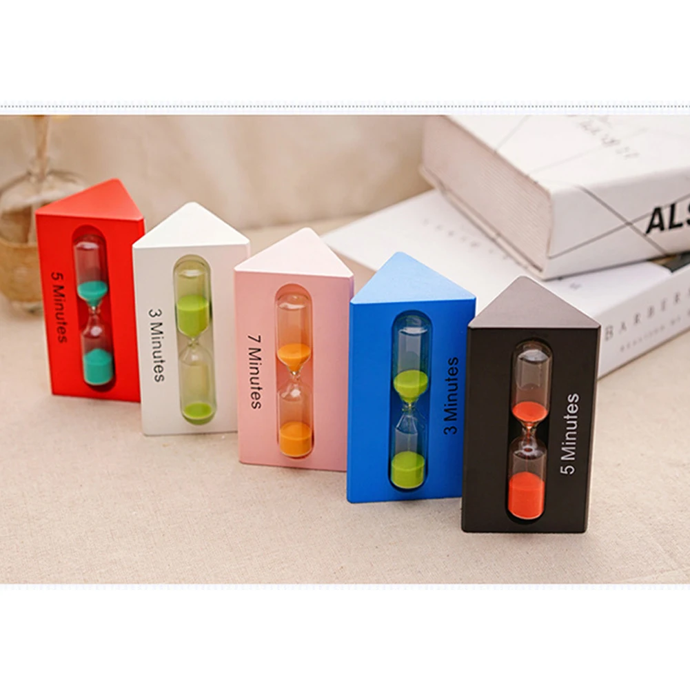 

3/5/7 Minutes Exquisite Hourglass Craft Desktop Decoration Triangular Children Home Ornaments Wooden Gift Clock Sand Timer