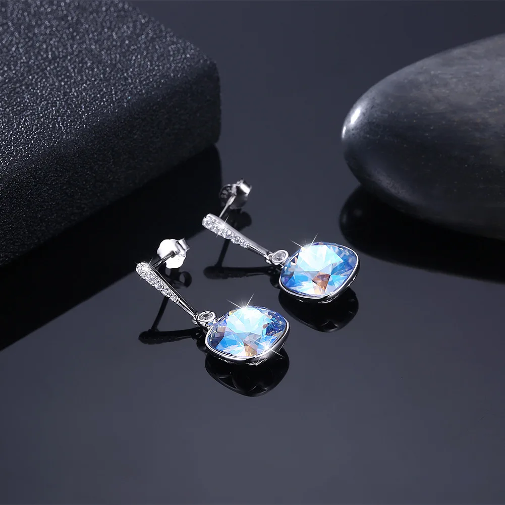 

New Arrival High Qulity Big Round Square Austria crystal earrings,Dangle for women Sterling Silver 925 square Zirconia Earrings.