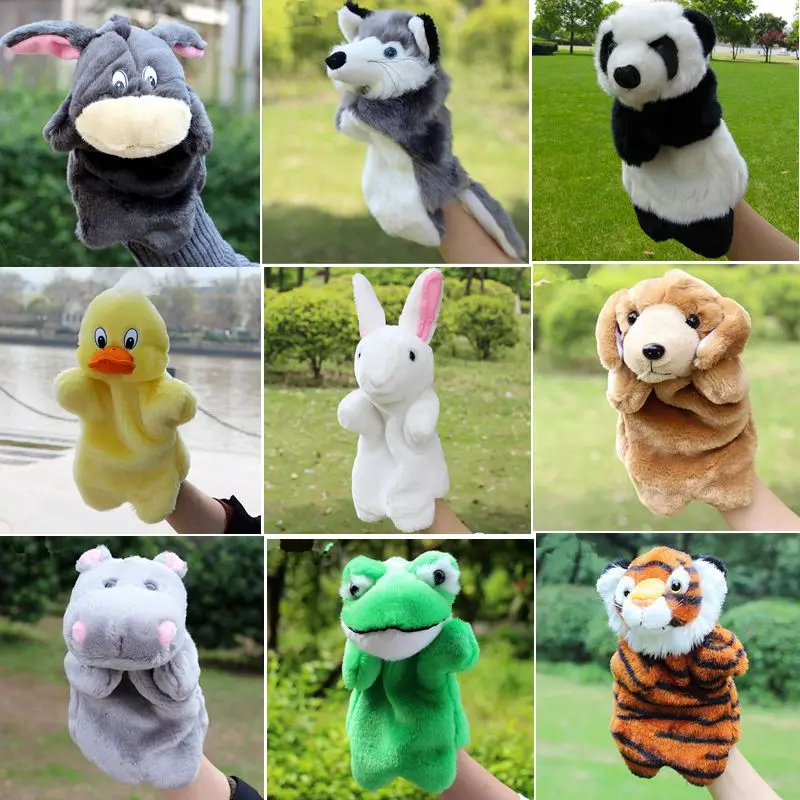 

Hand Puppets Plush Puppets Rabit Panda Cow Dog Frog Tiger Doll Fantoche Parent-child Early Children Educational Toys Brinquedo