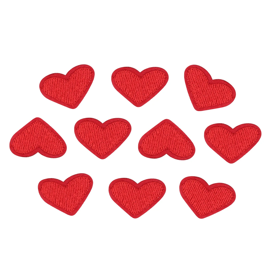 10pcs/set Clothes Sticker Jacket DIY Applique Mayitr Red Love Heart Sew Iron On Embroidery Patches Apparel Sewing & Fabric
