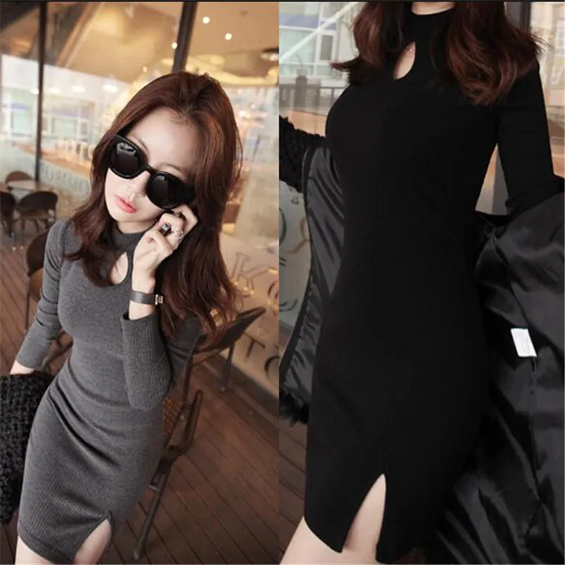 Женское трикотажное мини платье теплое с длинным рукавом весна осень 2020|dress for|dress