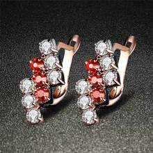 

LUKENI New Fashion 925 Sterling Silver Earrings For Women Party Jewelry Top Quality Red Crystal Geometry Female Hoop Earrings