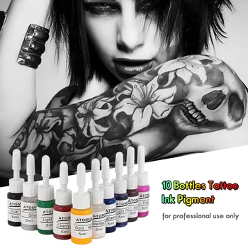 

10 Bottles Tattoo Ink Pigment for Makeup Eyebrow Eyeliner Body Tattoo Coloring Kit Tattoo Supply Tattoo Art Beauty Tool 5ML