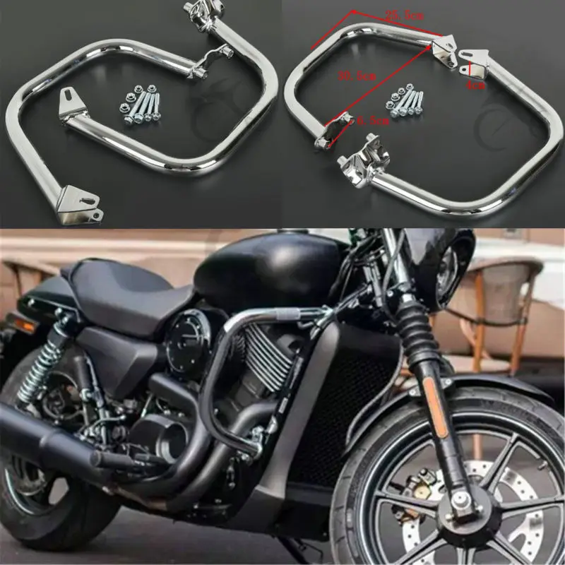 Black Chrome Engine Guard Crash Bar Protection For Harley Street 500 750 XG XG500 XG750 2015