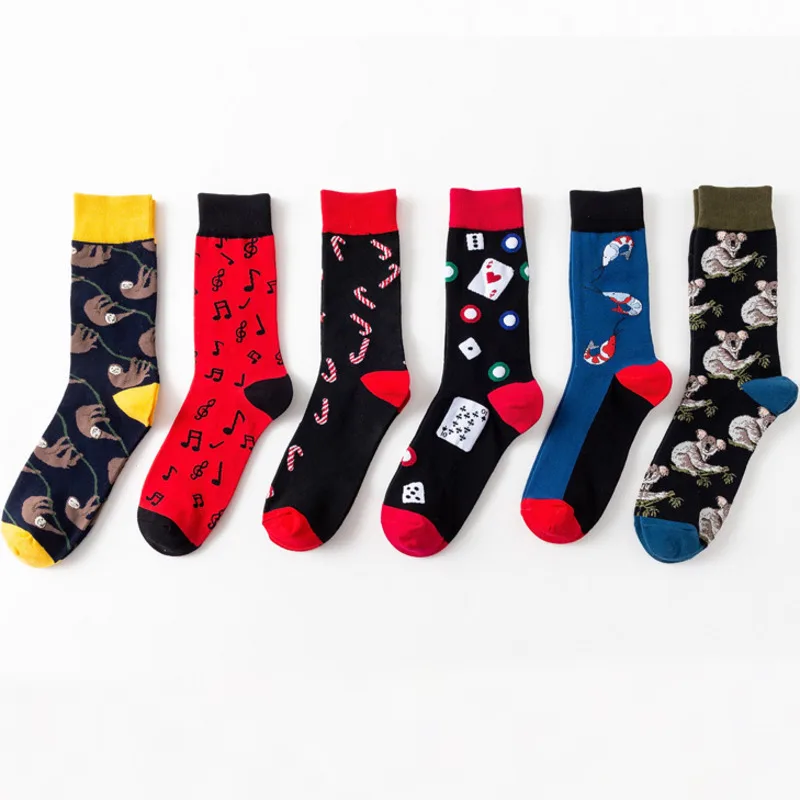 

Cartoon Shrimp Koala Hook Poker Guitar Symbol Colorful Men Happy Funny Vintage Harajuku Casual Soft Cotton Socks Autumn Winter