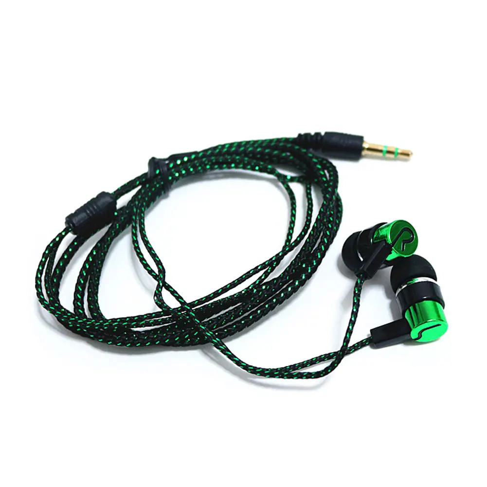 

Earphone Noise Isolating Wired Earphones Jack Standard Reflective Cloth Line In-ear Earbuds without Mic