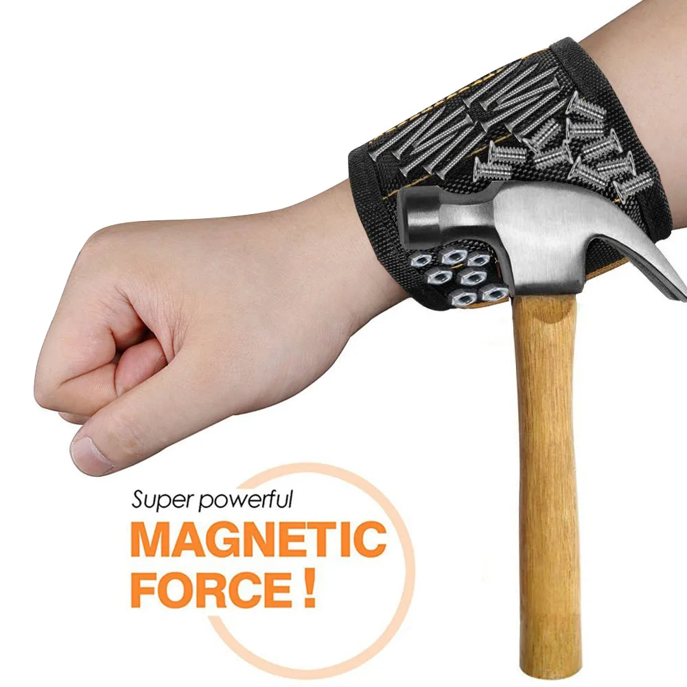 

Magnetic Wristband With 10/15pcs Strong Magnets Screw Drill Bits Holder Electrician Tool Belt SLC88