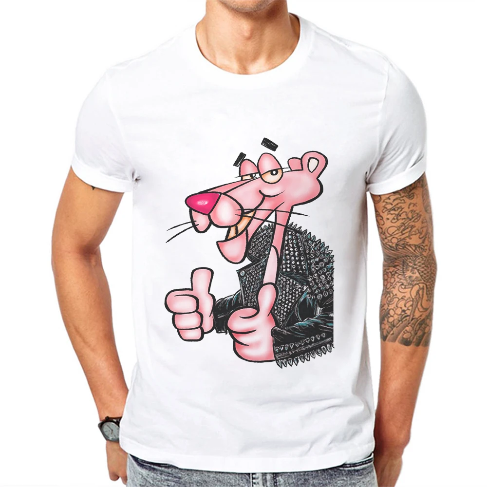 

2019 New Listing Mens T Shirts Cotton Short-Sleeve Tops Cartoon Panther Printed TShirts Hipster Men T-Shirt Playeras De Hombre