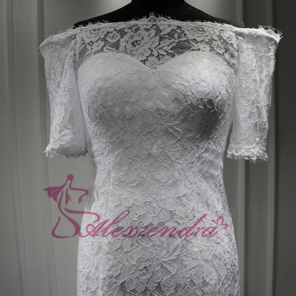Custom Made New Short Sleeves Lace Mermaid Wedding Dress vestidos de noiva Off the Shoulder Bridal Gowns Wedding Gowns for Bride 5