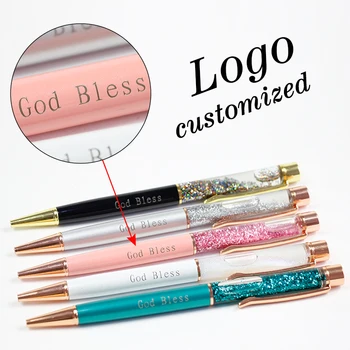 

300pcs Gold Foil Pens Metal Ballpoint Pens Office Birthday Gifts Ballpoint Pens Engraved Name Private Laser Customized Logo Pen