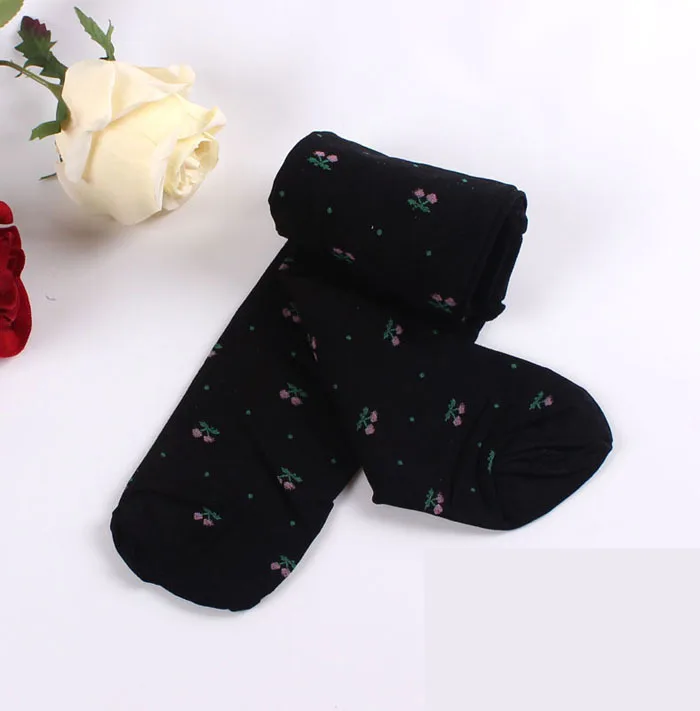 Girls Tights Spring & Autumn Velvet Cherry Pattern Kids Dance Tights For Girls 3-7 Years Pants Even The Feet