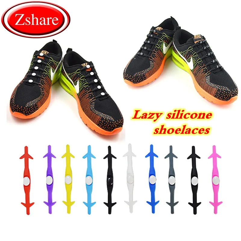 

12Pcs / fashion lazy laces fast and convenient no tie shoelaces high quality silicone shoe laces leisure sports shoe lace L16