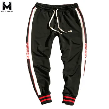 

2018 Autumn New Low Waist Trousers Men Fashion Trend Double Color Strips Men Feet Pants Korean Casual Slim Trousers Mens M~5XL