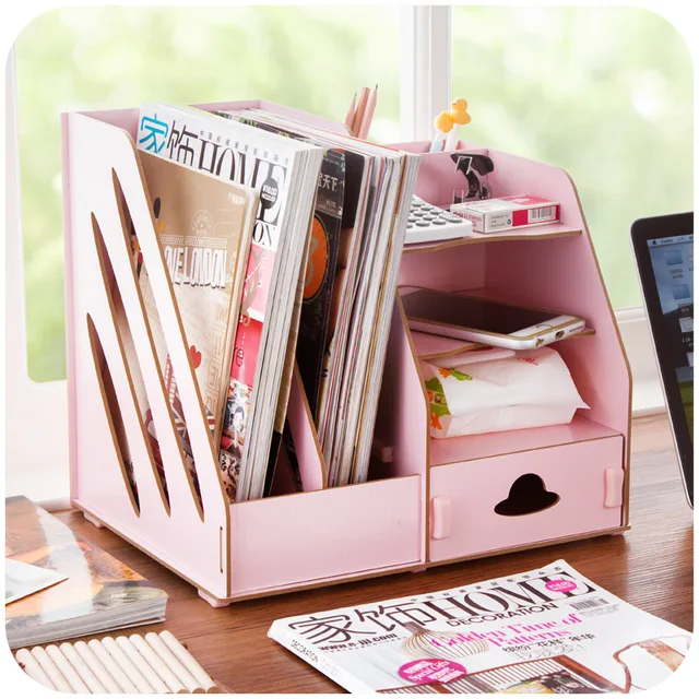 Creative DIY wooden storage box office files, desktop stationery