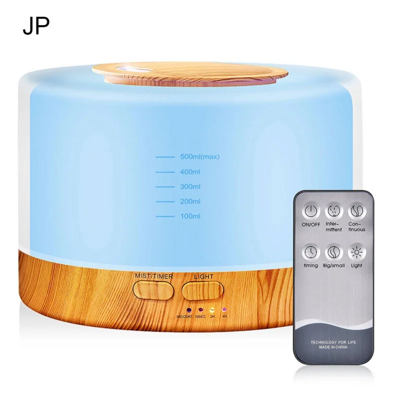 

DC 24V Remote Control 700ml Remote Control Air Humidifier Ultrasonic Humidifier LED Light Wood Grain Aromatherapy Oils Fog Maker