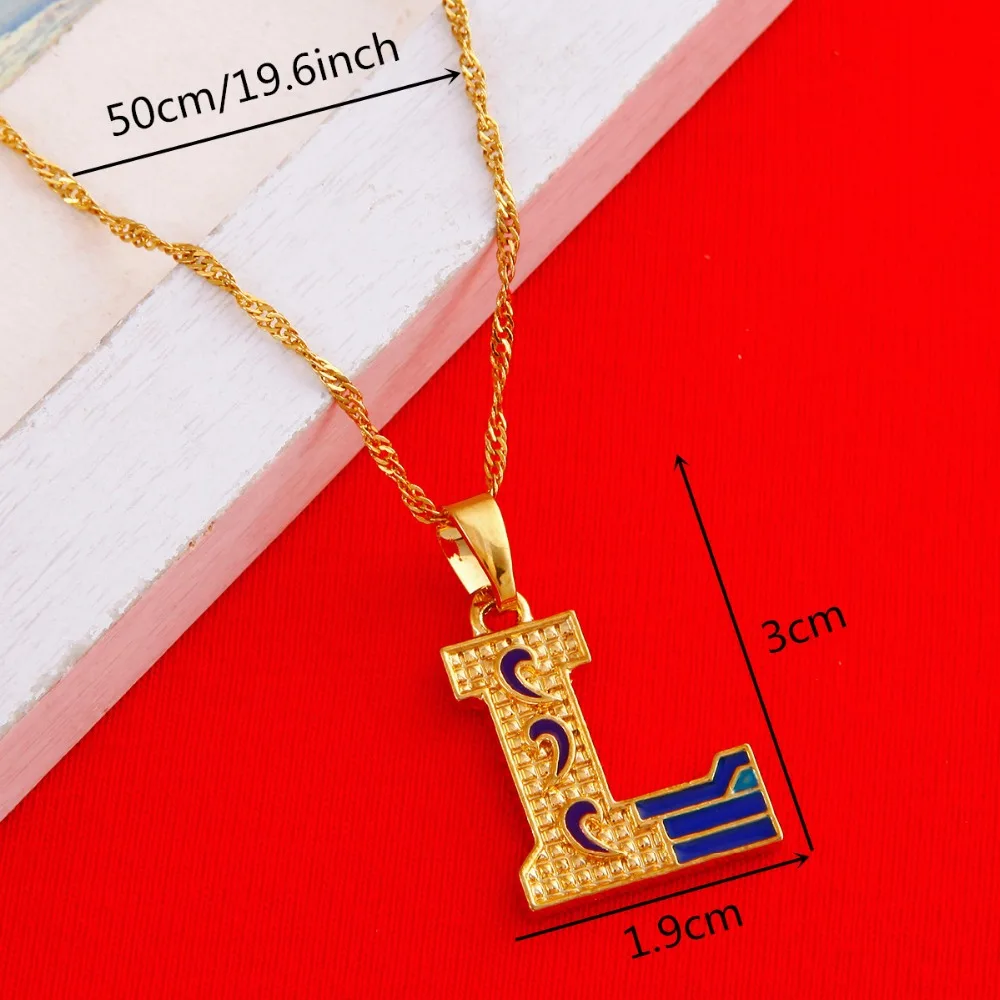 Moda Alfabeto Carta Colgante Collar Clásico Oro Color L