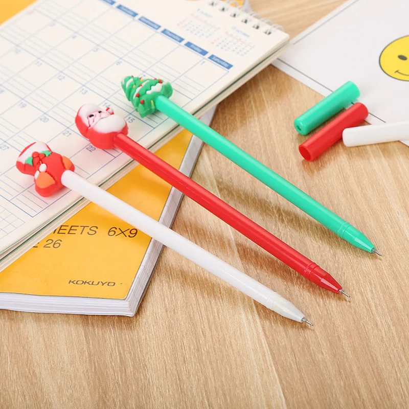 

100 PCs Creative Santa Claus Neutral Pen Cartoon Cubic Silicon Glue Student Gift Office Sign Pen Kawaii School Supplies