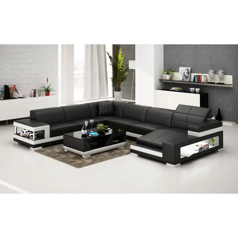

Factory Italian Style Luxury couch living room leather corner sofa