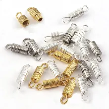 20 шт. винтовые застежки для браслетов соединители для ювелирных изделий Diy аксессуары золотого и серебряного цвета Цилиндрические крепежные детали Пряжка Закрытая 7x4 мм