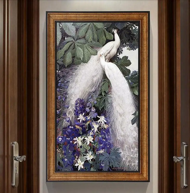 DIY Diamond Painting 5D Full Round Diamond Embroidery Vertical version peacock,Cross Stitch,Rhinestone Diamond Mosaic Sale