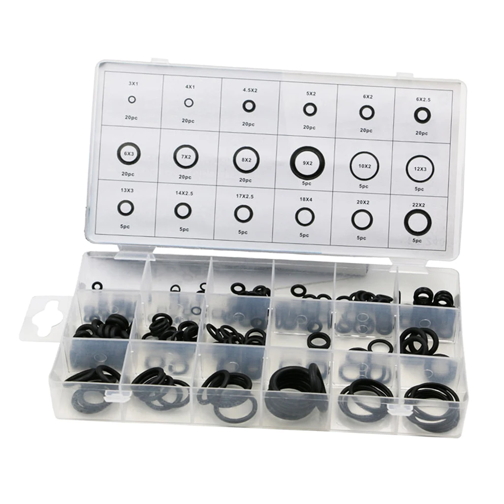

225pcs O-Ring Washer Seals Assortment Watch Gaskets Set for Workshops Garages Plumbing Services