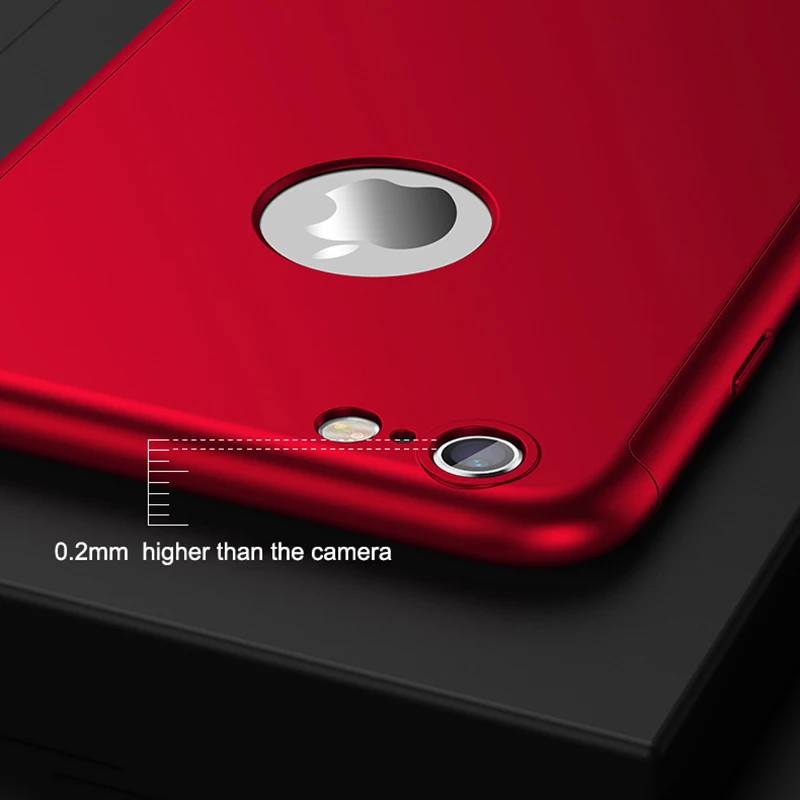 360 Case Full Body Coverage Phone Cases for iPhone 7 6 6s Plus Fundas Fashion Matte Hard PC Cover Free Glass Screen Film 360 Case Full Body Coverage Phone Cases for iPhone 7 6 6s Plus Fundas Fashion Matte Hard PC Cover Free Glass Screen Film