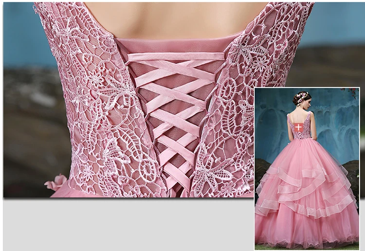 Новинка года, Розовое Бальное Платье, милые 16 платьев для 15 лет, кружевные бальные платья с открытой спиной и цветами, платья для выпускного вечера, Vestidos De 15 Anos