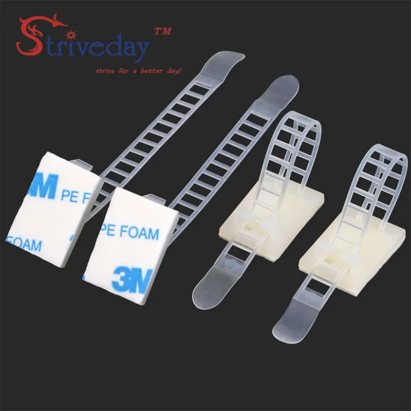 

100pcs/lot CL-3 Adjustable Cable clamps wire cable Tie Mounts Environmental protection Screw holes Adhesive Beamline Ties Mounts