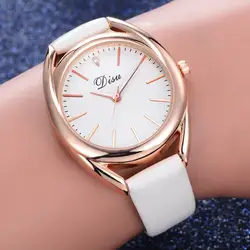 DISU модные повседневное для женщин часы Ретро дизайн из искусственной кожи группа аналог, кварцевый сплав дамы наручные часы женские часы