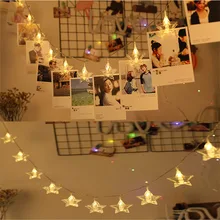 1.5M 3M 6M Photo Card Clip Fairy LED String Light Five-pointed Star Christmas Wedding Party Bedroom Holiday Decoration Garlands 1.5M 3M 6M Photo Card Clip Fairy LED String Light Five-pointed Star Christmas Wedding Party Bedroom Holiday Decoration Garlands