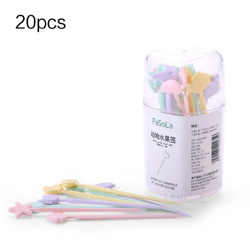 

20Pcs/Set Japanese Style Sweet Candy Color Mini Fruit Picks Child Kids Cute Cartoon Ocean Fish Handle Snack Dessert Forks Bento