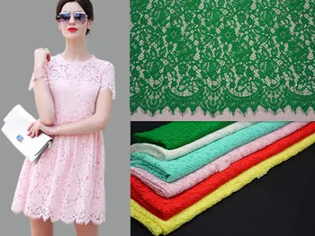 

150 cm Nylon / Cotton corded African wedding dress lace bilateral eyelash edge knitting sewing material fabric wholesale