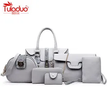 TULADUO Brand 2017 New Luxury Women Bag 6 Pieces Set Panelled Alligator Mix Serpentine Print Handbag
