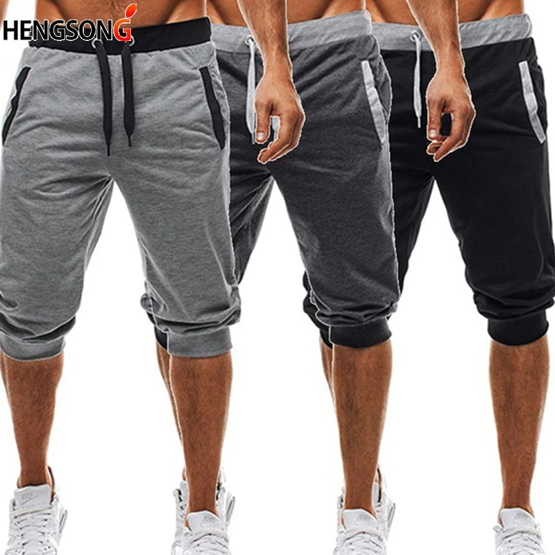 Новые Пятиточечные брюки мужские летние до колен повседневные штаны со шнуровкой спортивные штаны облегающие цветные штаны для фитнеса и бега