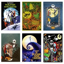 Ретро металлическая жестяная вывеска с принтом "Кошмар перед Рождеством" плакат с надписью Happy Halloween Декор Жесть налет украшения 20x30 см