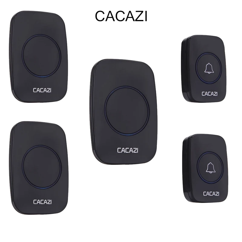 Cacazi черный беспроводной дверной звонок водонепроницаемый кнопки US/UK/EU/АС Plug ресиверы 300 м дистанционного дверной звонок 48 звуки 6 объем дверной Звонок - Цвет: 2V3