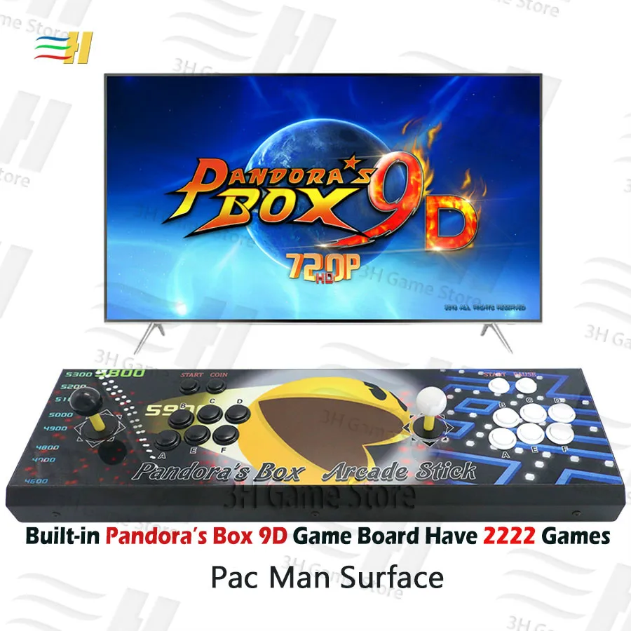 Built in Pandora box 9d 2222 in 1 arcade game console 2 Players arcade joystick control Plug and play usb joystick for pc ps3 tv