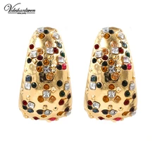 Vodeshanliwen ZA, Модные Разноцветные серьги-гвоздики с кристаллами, дизайн, богемные массивные серьги для женщин, ювелирные аксессуары