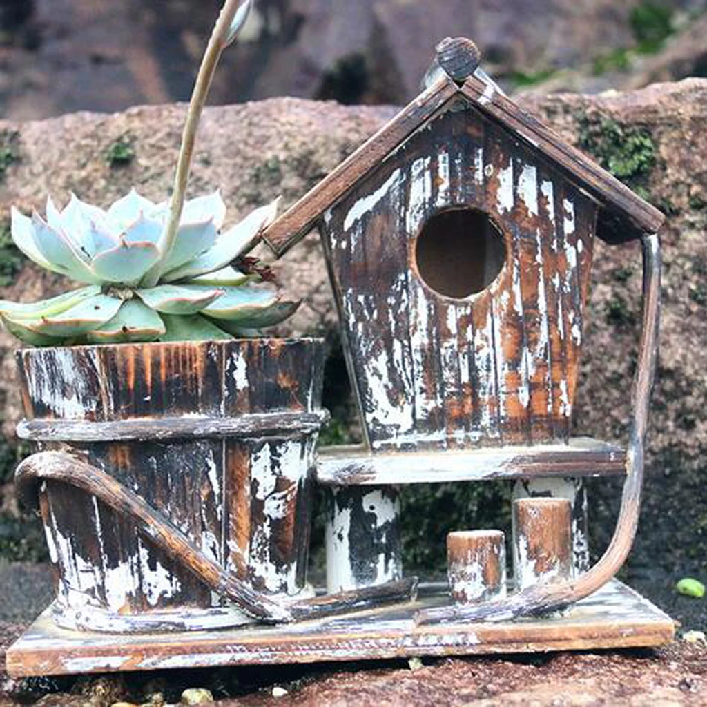 Wooden Pot for Succulent Decorative Container Planter Cacti Flower Bonsai, Garden Home Table Desktop Decor Ornament