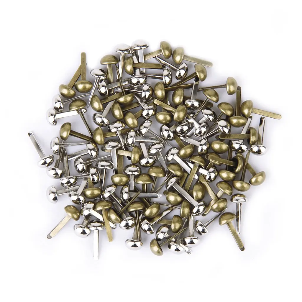 KSOL New Style 200 pcs Mini Round Scrapbooking / Craft Iron Brads - Antique Brass & Silver