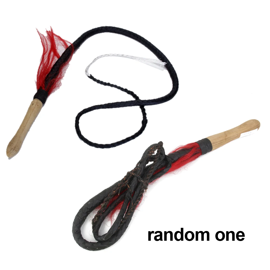 6ft Black Braided Leather Stockwhip Stock Whip Bullwhip Bull Whip Handle for Martial Art Shepherd Costume Prop Black