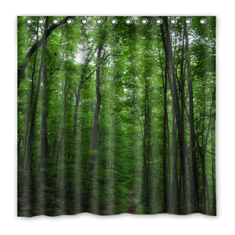 Luxury Smart Green Forest Tree Art Fabric Polyester waterproof Custom